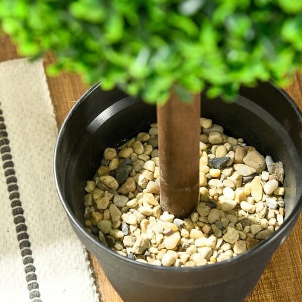 Kunstige planter, sett med 2 buksbom, 90 cm kunstig plante med dobbel kule, UV-bestandig stueplante, kunstig tre, plantedekorasjon for innendørs, uten