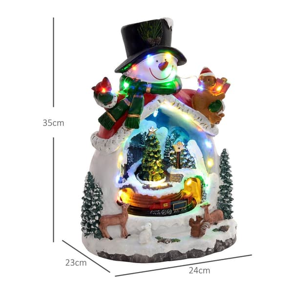 Christmas Village Juleby med LED-lys, musik, snemand, juletræ og kørende tog, vinterlandskab til jul, flerfarvet
