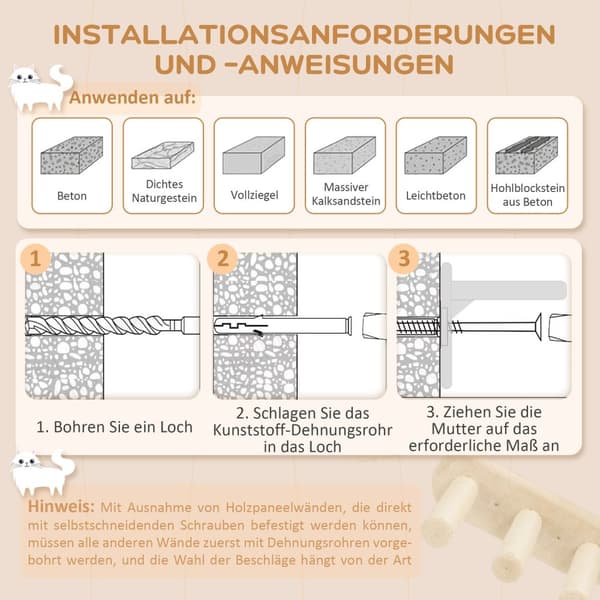 Kissan kiipeilyseinäsetti, 3-osainen kissakalusteet raapimistolppalla, ahvenet, tikkaat, portaat, raapimislauta, kissoille 5 kg asti, sisal, beige