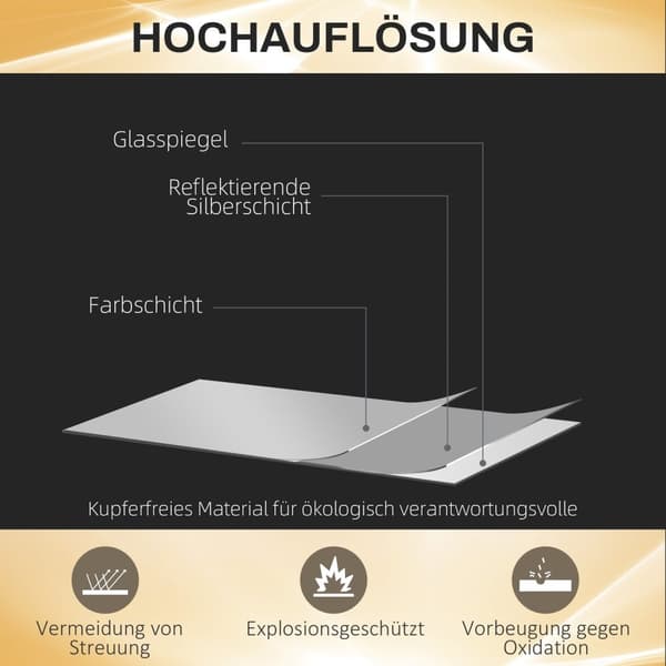 Veggspeil 120 x 40 cm full lengde speil med LED-belysning, 3 lysmothaker, rektangulært speil med berøringsbryter, minnefunksjon for soverom, bad