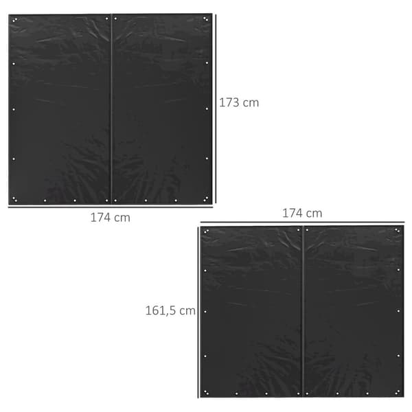 2 kpl polttopuuhyllyn kansia 174cm vedenpitävä 600D Oxford UV-suoja Polttopuut hyllylle 176W x 163/175K cm musta