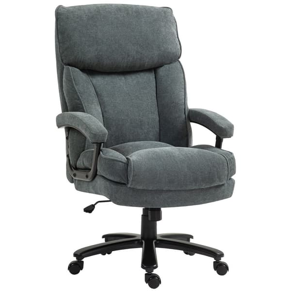 Kontorstol, ergonomisk skrivebordsstol med vippefunktion, hørlook, højdejusterbar PC-stol med drejefunktion, tykke hynder, bæreevne op til 200 kg, til