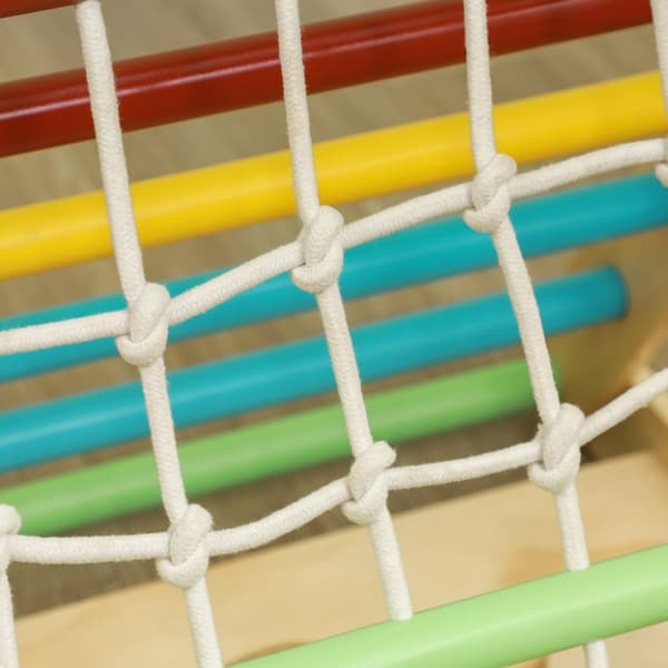 4 i 1 klätterställning med rutschkana, klättertriangel för glidning och klättring, klätterleksak i trä, för barn 1,5-4 år, inomhus, flerfärgad