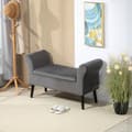 Miniatyrbilde 3 av 10: Benk polstret benk med oppbevaringsplass brystbenk med armlener setehøyde 46cm for gang soverom fløyelsmyk polyester 111,5 x 41 x 65 cm mørk grå