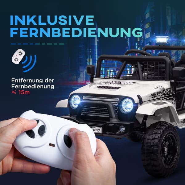 Elektrisk barnbil, 12 V 3-5 km/h terrängfordon med musikanslutning, barnbil med 2,4G fjärrkontroll, strålkastare, signalhorn, elektriskt barnfordon fö