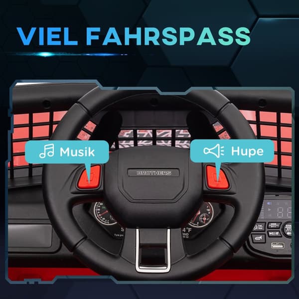 Elektrisk børnebil, 12 V 3-5 km/t terrængående køretøj med musiktilslutning, børnebil med 2,4G fjernbetjening, forlygte, horn, elektrisk børnebil til