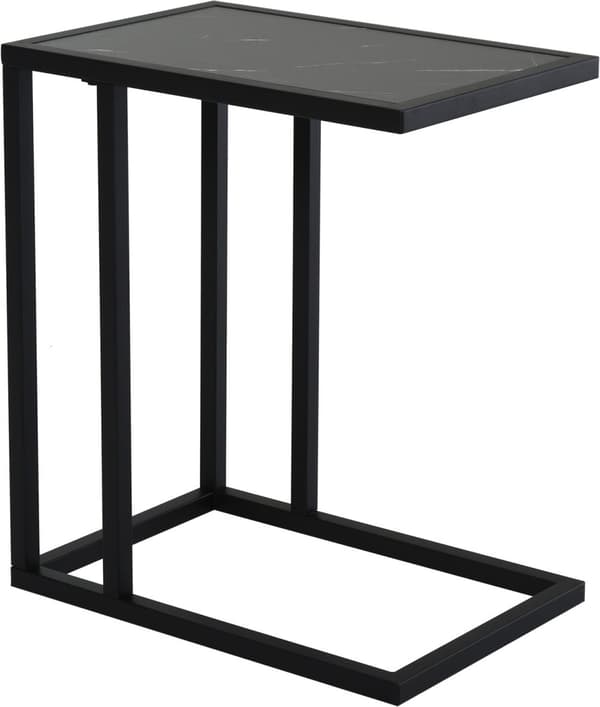 Sidebord, sofabord med marmoreffekt, sofabord med metalstel, til stue, soveværelse, 45 x 30 x 51,5 cm Sort