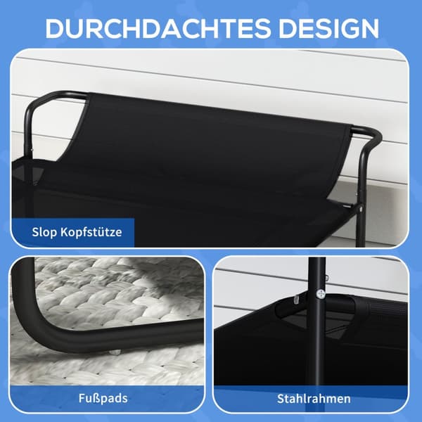 Utendørs hundeseng, forhøyet hundeseng med pustende nettingtrekk, kjæledyrseng for små og mellomstore hunder Svart 91 x 69 x 29 cm