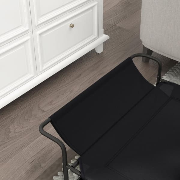 Utendørs hundeseng, forhøyet hundeseng med pustende nettingtrekk, kjæledyrseng for små og mellomstore hunder Svart 91 x 69 x 29 cm