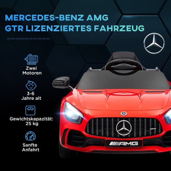 Barnelbil 12 V barnbil med 2,4G fjärrkontroll, USB, MP3, musik, elfordon med lampor, mjukstart, backfunktion, 3-5 km/h, för barn 3-6 år, röd