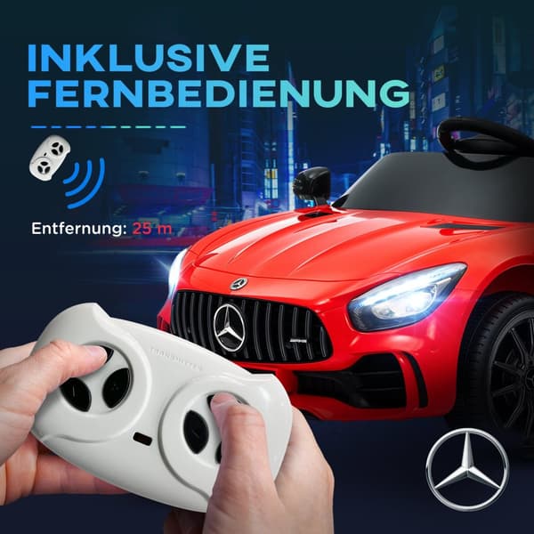 Barnelbil 12 V barnbil med 2,4G fjärrkontroll, USB, MP3, musik, elfordon med lampor, mjukstart, backfunktion, 3-5 km/h, för barn 3-6 år, röd