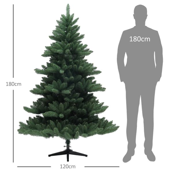 Keinotekoinen joulukuusi, 180 cm joulukuusi, 880 kärkeä, kokoontaitettava teräsjalusta, palosuojattu, joulukoristukseen, sisätiloihin, vihreä
