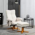 Miniatyrbillede 3 af 10: Afslapningsstol, massagestol med skammel og opbevaringsplads, tv-stol med lænefunktion, 360° drejelig med sidelomme, kunstlæder, 80 x 86 x 99 cm, crem