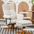 Miniatyrbillede 8 af 10: Afslapningsstol, massagestol med skammel og opbevaringsplads, tv-stol med lænefunktion, 360° drejelig med sidelomme, kunstlæder, 80 x 86 x 99 cm, crem