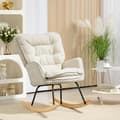 Miniatyrbilde 3 av 10: Gyngestol, lenestol, ammestol med chenille-look, gyngestol opptil 120 kg bæreevne for soverom, stue, beige