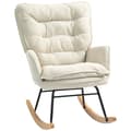 Miniatyrbilde 1 av 10: Gyngestol, lenestol, ammestol med chenille-look, gyngestol opptil 120 kg bæreevne for soverom, stue, beige