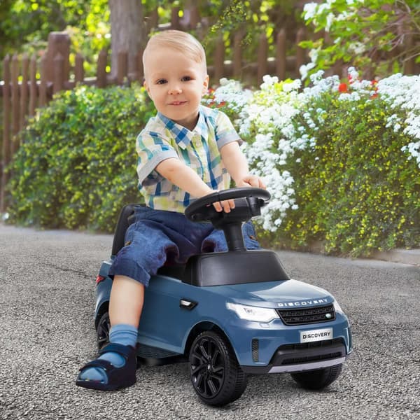 Land Rover børneelbil 2 i 1 6V børnebil med slide mode, musik, horn, elbil, slide bil, ride-on køretøj med forlygte, 3 km/t, til 1,5-5 år børn, lysebl