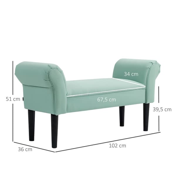 Sengebenk, polstret benk, benk, gangbenk for soverom, bæreevne opptil 130 kg, seilstoff, grønn, 102 x 36 x 51 cm