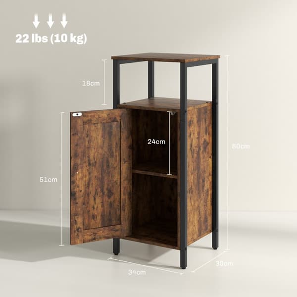 Sidebord, sofabord i industrielt design, sofabord med justerbar hylde, til stue, soveværelse, 34 x 30 x 80 cm, rustik brun