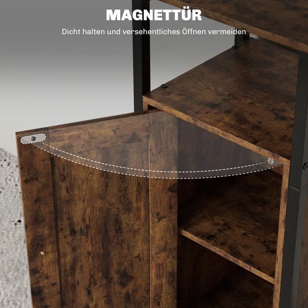 Sidebord, sofabord i industrielt design, sofabord med justerbar hylde, til stue, soveværelse, 34 x 30 x 80 cm, rustik brun