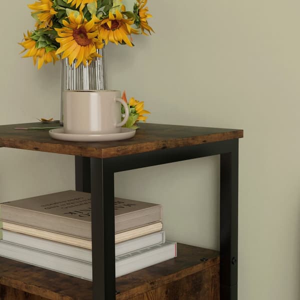 Sidebord, sofabord i industrielt design, sofabord med justerbar hylde, til stue, soveværelse, 34 x 30 x 80 cm, rustik brun