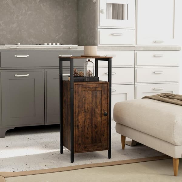 Sidebord, sofabord i industrielt design, sofabord med justerbar hylde, til stue, soveværelse, 34 x 30 x 80 cm, rustik brun