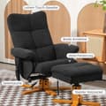 Miniatyrbilde 8 av 10: Avslappingsstol med fotskammel, oppbevaringsplass, elektrisk massasjestol med liggefunksjon, svingbar TV-stol med sidelomme, fjernkontroll, treramme,