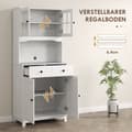 Miniatyrbilde 7 av 10: Kjøkkenskap høyskap med mikrobølgeovn hylle, 2 skap, 2 skuffer, vitrineskap med justerbare hyller, vippebeskyttelse, buffet skap til stue, spisestue,