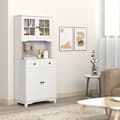Miniatyrbilde 9 av 10: Kjøkkenskap høyskap med mikrobølgeovn hylle, 2 skap, 2 skuffer, vitrineskap med justerbare hyller, vippebeskyttelse, buffet skap til stue, spisestue,