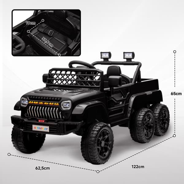 Lasten sähköauto, 12 V maastoauto 2.4G kaukosäätimellä, perävaunu, lastenauto LED valolla, pehmeä käynnistys, musiikki ja äänitorvi, 2,5-4 km/h, 3-8 v