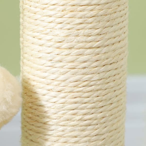 4-i-1 skrapestolpe, 49 cm skrapestolpe, sisal katt skrapestolpe med lekeball, skrapestolpe for katter, kattekløemøbler, innendørs, eik