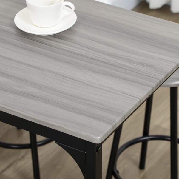 Barbord med barstolsett, 5 stk. Barbordsett Kjøkkenbord med 4 barkrakker Industriell design Spisestuesett Kjøkken Spisestue Metallgrå