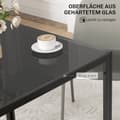 Miniatyrbild 5 av 10: Matbord Fyrkantigt köksbord för 4 personer, matsalsbord av härdat glas, lastkapacitet upp till 80 kg, för kök, matsal, 75 x 75 x 75 cm, svart