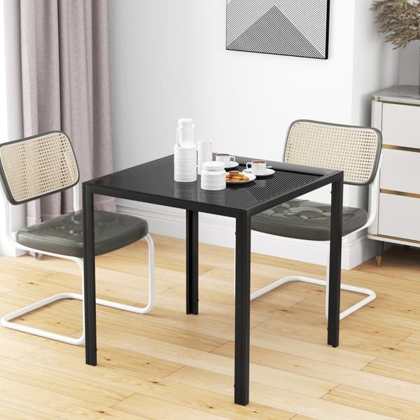 Matbord Fyrkantigt köksbord för 4 personer, matsalsbord av härdat glas, lastkapacitet upp till 80 kg, för kök, matsal, 75 x 75 x 75 cm, svart