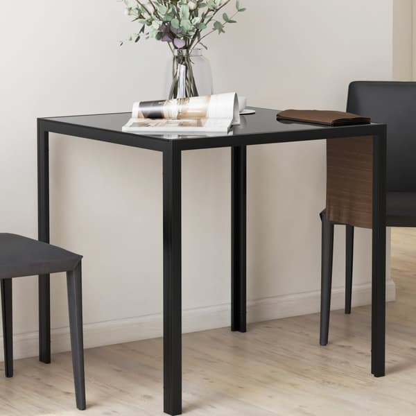 Matbord Fyrkantigt köksbord för 4 personer, matsalsbord av härdat glas, lastkapacitet upp till 80 kg, för kök, matsal, 75 x 75 x 75 cm, svart