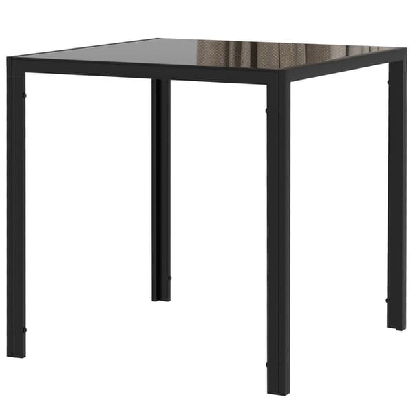 Matbord Fyrkantigt köksbord för 4 personer, matsalsbord av härdat glas, lastkapacitet upp till 80 kg, för kök, matsal, 75 x 75 x 75 cm, svart