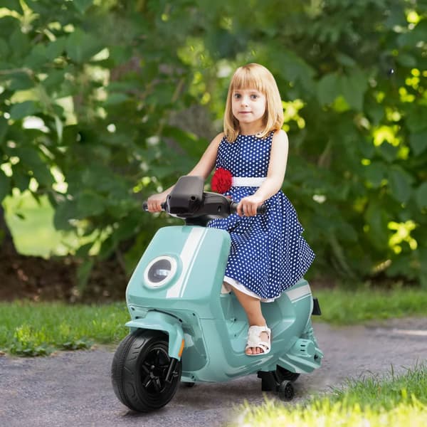 Lasten sähkömoottoripyörä, 6V lasten moottoripyörä ajovalolla, musiikki, eteenpäin ja peruutusvaihde, harjoituspyörät, 1,5-3 km/h, sähkömoottoripyörä