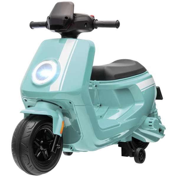 Børne el-motorcykel, 6V børne-motorcykel med forlygte, musik, frem- og bakgear, træningshjul, 1,5-3 km/t, el-motorcykel til 1,5-3 år børn, grøn