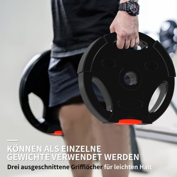 Setti 4 käsipainoa, 2 x 2,5 kg/5 kg painoja, painolevysetti, painolevyt 2,5 cm käsipainotankoon, halkaisija Ø 25/30 mm, musta