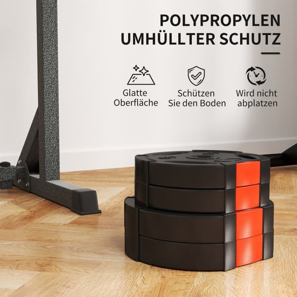 Setti 4 käsipainoa, 2 x 2,5 kg/5 kg painoja, painolevysetti, painolevyt 2,5 cm käsipainotankoon, halkaisija Ø 25/30 mm, musta