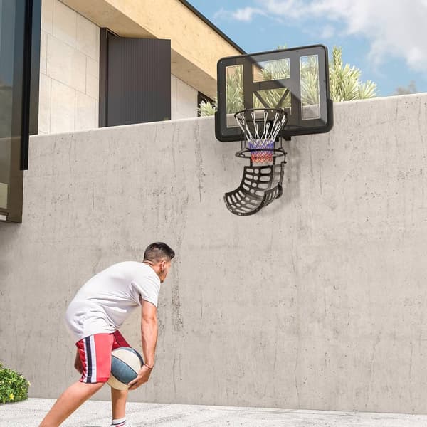 Basketball Rebounder, 360° pyörivä koripallon palautusliitin, koripallon palautusjärjestelmä koripallon ammuntaharjoitteluun, palautusramppi, sisä-ulk