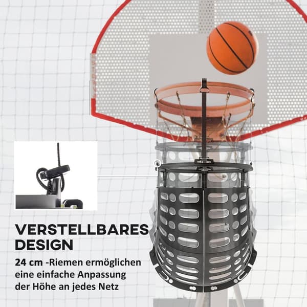 Basketball Rebounder, 360° pyörivä koripallon palautusliitin, koripallon palautusjärjestelmä koripallon ammuntaharjoitteluun, palautusramppi, sisä-ulk