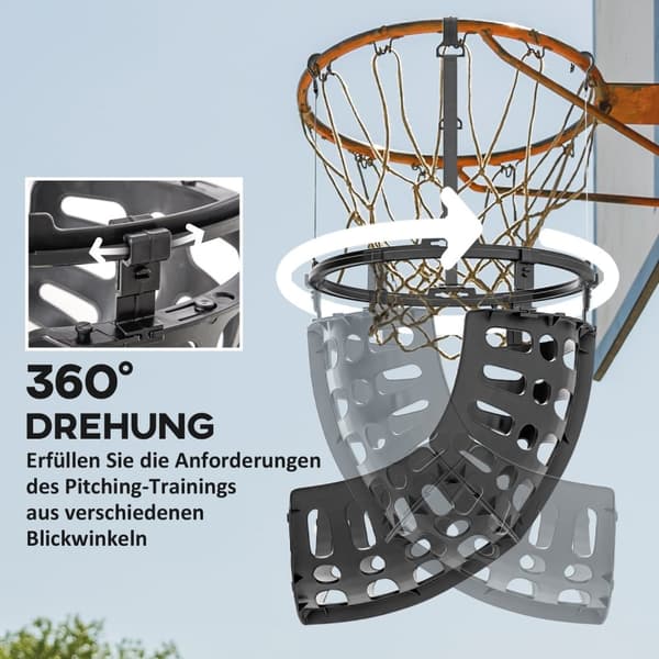 Basketball Rebounder, 360° pyörivä koripallon palautusliitin, koripallon palautusjärjestelmä koripallon ammuntaharjoitteluun, palautusramppi, sisä-ulk