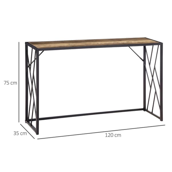 Konsolipöytä, eteisen pöytä teräsjaloilla, sivupöytä teolliseen tyyliin, koristepöytä eteiseen, eteiseen, sisäänkäynti, toimisto, teräs, 120 x 35 x 75