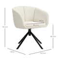Miniatyrbillede 4 af 10: Lænestol loungestol med armlæn, 360° drejefunktion, hørlook, drejestol med metalben, til stue, soveværelse, cremehvid