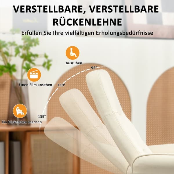 Avslappningsstol med fotpall, elektrisk massagestol med liggfunktion, 10 massagepunkter, roterande TV-stol med sidficka, fjärrkontroll, konstläder, kr