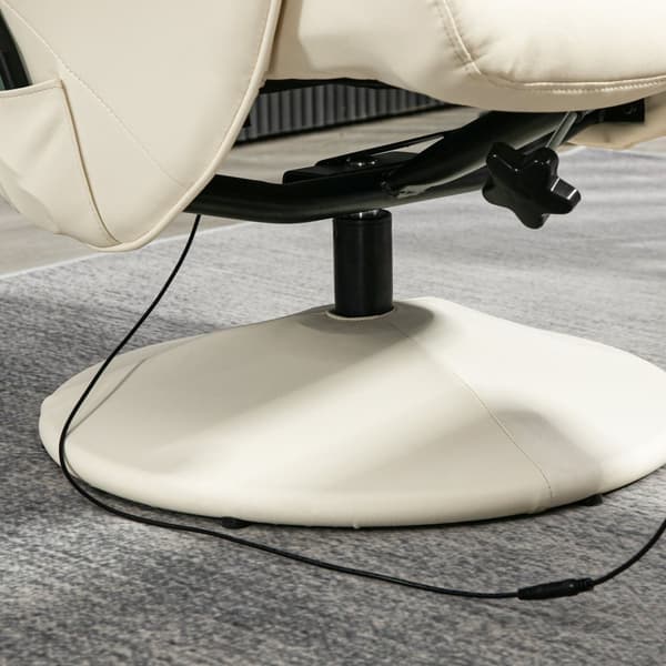 Avslappningsstol med fotpall, elektrisk massagestol med liggfunktion, 10 massagepunkter, roterande TV-stol med sidficka, fjärrkontroll, konstläder, kr