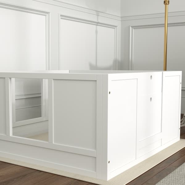 Valplåda för valpar, valplopp med justerbar dörr, halkfria trampdynor, valplekhage för medelstora hundraser, 100 x 96 x 48 cm, vit