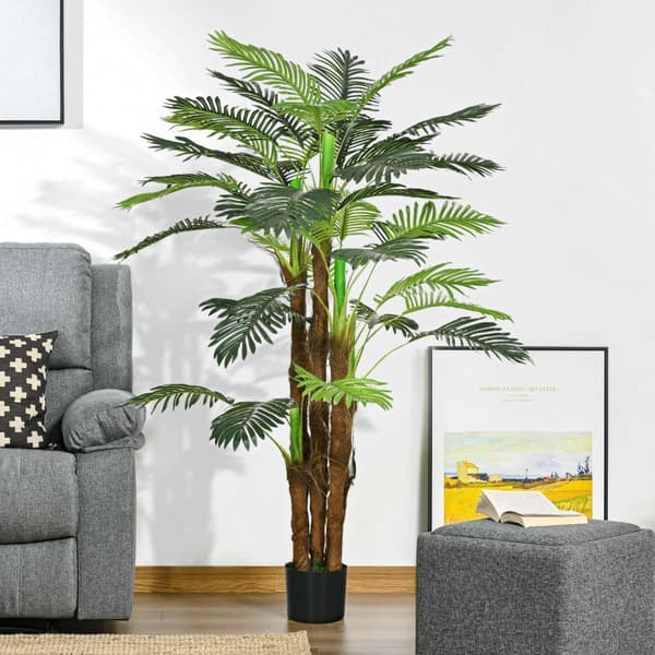 Kunstige planter, kunstig palmetre, 160 cm kunstig plante med 36 greiner, potteplante, kunstig tre, plantedekorasjon for innendørs, utendørs, grønt