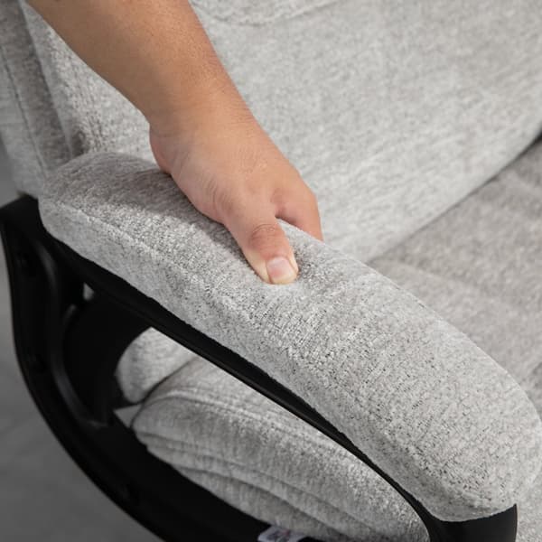 Kontorsstol med vippfunktion, ergonomisk skrivbordsstol, höj- och sänkbar snurrstol, vadderad, rymmer upp till 120 kg, för kontor, arbetsrum, ljusgrå